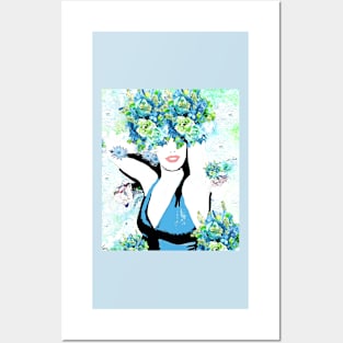 BLUE FLOWERS FOR A BEAUTIFUL GIRL Posters and Art